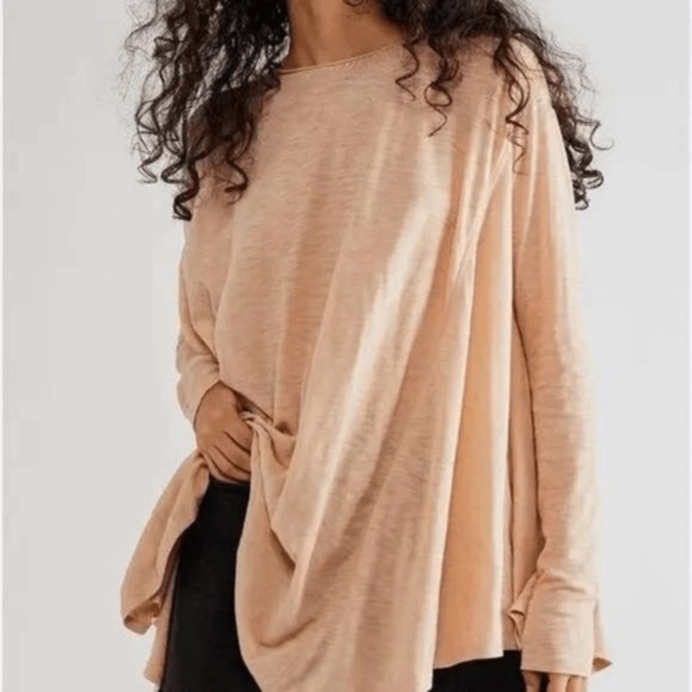 We The Free‎ People Top Womens Medium Pink Misty Mink Long Sleeve Tunic Slub NWT